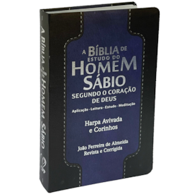 Segunda imagem do produto Bíblia de Estudo do Homem Sábio | ARC | Letra Gigante | C/ Harpa e Corinhos | Capa Luxo Preto e Azul