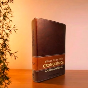 Segunda imagem do produto Bíblia de Estudo em Ordem Cronológica Aplicação Pessoal | ARC | Letra Normal | Marrom Claro/Escuro