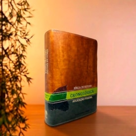Segunda imagem do produto Bíblia de Estudo em Ordem Cronológica Aplicação Pessoal | ARC | Letra Normal | Marrom/Verde Luxo