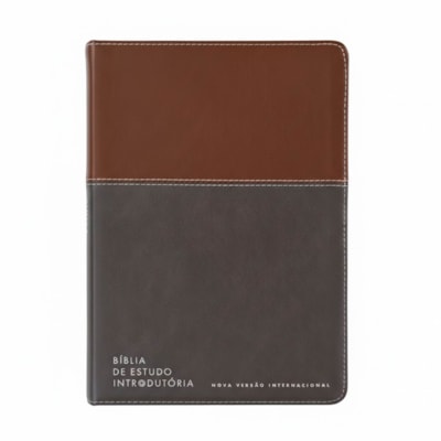Bíblia de Estudo Introdutória | NVI | Leitura Perfeita | Capa Couro Soft Marrom e Cinza Chumbo