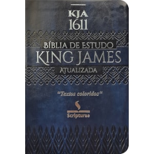 Bíblia de Estudo King James Atualizada | 1611 | Letra Normal | Capa Luxo Azul