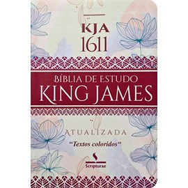 Bíblia de Estudo King James Atualizada | 1611 | Letra Normal | Capa Luxo Floral