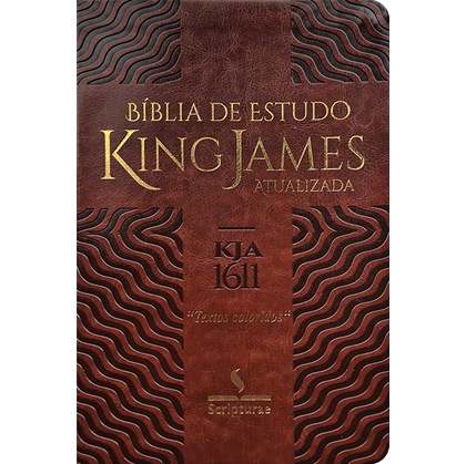 Bíblia de Estudo King James Atualizada | 1611 | Letra Normal | Capa Luxo Marrom