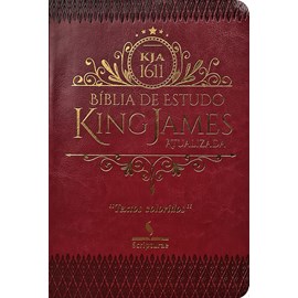 Bíblia de Estudo King James Atualizada | 1611 | Letra Normal | Capa Luxo Vinho