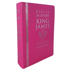 Bíblia de Estudo King James Atualizada | KJA | Letra Hipergigante | Capa Luxo Cover Book Rosa
