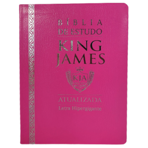 Bíblia de Estudo King James Atualizada | KJA | Letra Hipergigante | Capa Luxo Cover Book Rosa