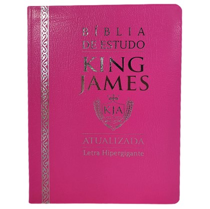 Bíblia de Estudo King James Atualizada | KJA | Letra Hipergigante | Capa Luxo Cover Book Rosa