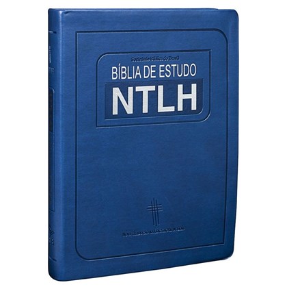 Bíblia de Estudo | Letra Grande | NTLH | Capa Couro Azul Luxo