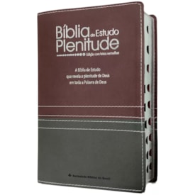 Segunda imagem do produto Bíblia de Estudo Plenitude | ARC | Letra Normal | Capa Luxo Cinza Chumbo e Bordô | Com Índice