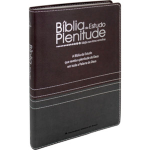 Bíblia de Estudo Plenitude | ARC | Letra Normal | Capa Luxo Cinza Chumbo e Bordô | Com Índice