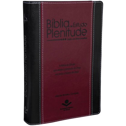 Bíblia de Estudo Plenitude | Letra Normal | ARC | Capa Preta e Vinho | c/ Índice