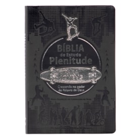 Bíblia de Estudo Plenitude para Jovens | Letra Normal | NTLH | Capa Couro Cinza Escuro