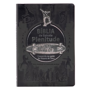 Bíblia de Estudo Plenitude para Jovens | Letra Normal | NTLH | Capa Couro Cinza Escuro