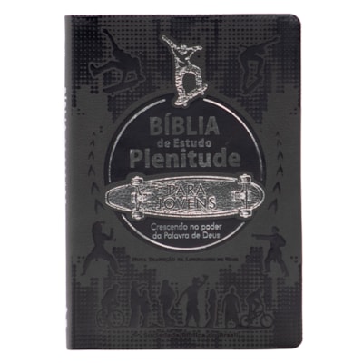 Bíblia de Estudo Plenitude para Jovens | Letra Normal | NTLH | Capa Couro Cinza Escuro
