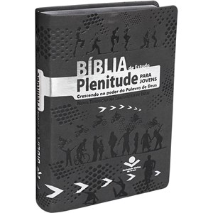 Bíblia de Estudo Plenitude para Jovens | Letra Normal | NTLH | Capa Couro Cinza Escuro