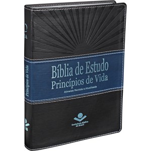 Bíblia de Estudo Princípios de Vida | Letra Normal | ARA | Capa Preta e Azul Luxo