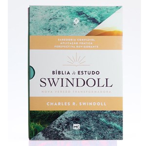 Bíblia de Estudo Swindoll | NVT | Letra Grande | Capa Sintética | Por do Sol Aqua