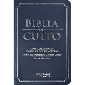 Bíblia do Culto com Harpa Cristã e Corinhos | ARC | Letra Gigante | Capa Semi-flexível Azul