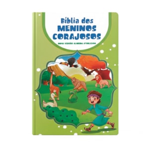 Bíblia dos Meninos Corajosos | NVA | Harpa Avivada e Corinhos | Capa Dura Verde