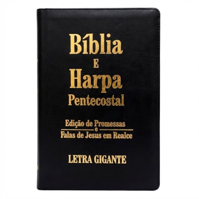 Bíblia e Harpa | ARC | Letra Gigante | Edição de Promessas | Capa Luxo Preta | Sem Índice e Zíper