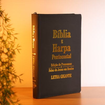 Segunda imagem do produto Bíblia e Harpa | ARC | Letra Gigante | Edição de Promessas | Capa Luxo Preta | Sem Índice e Zíper