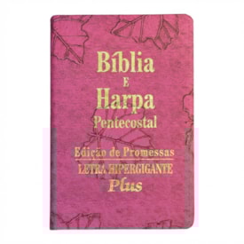 Bíblia e Harpa | ARC | Letra Hipergigante Plus | Edição de Promessas | Capa Folhas Pink | Com Índice