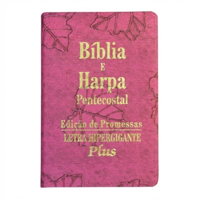 Bíblia e Harpa | ARC | Letra Hipergigante Plus | Edição de Promessas | Capa Folhas Pink | Com Índice