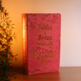 Segunda imagem do produto Bíblia e Harpa | ARC | Letra Hipergigante Plus | Edição de Promessas | Capa Folhas Pink | Com Índice