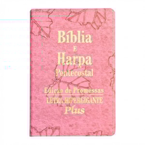 Bíblia e Harpa | ARC | Letra Hipergigante Plus | Edição de Promessas | Capa Folhas Rosa | Com Índice