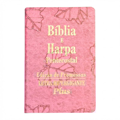 Bíblia e Harpa | ARC | Letra Hipergigante Plus | Edição de Promessas | Capa Folhas Rosa | Com Índice