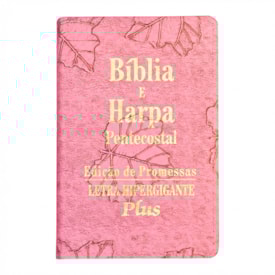 Bíblia e Harpa | ARC | Letra Hipergigante Plus | Edição de Promessas | Capa Folhas Rosa | Com Índice