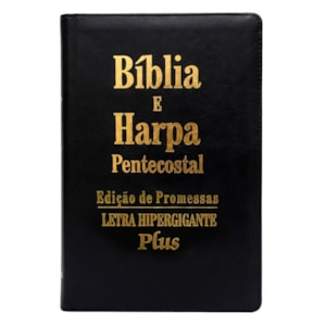 Bíblia e Harpa Preta | ARC | Letra Hipergigante Plus | Edição de Promessas | Com Índice e Zíper
