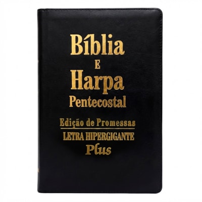 Bíblia e Harpa Preta | ARC | Letra Hipergigante Plus | Edição de Promessas | Com Índice e Zíper