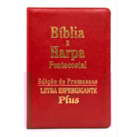 Bíblia e Harpa Vermelha  | ARC | Letra Hipergigante Plus | Edição de Promessas | Com Índice e Zíper