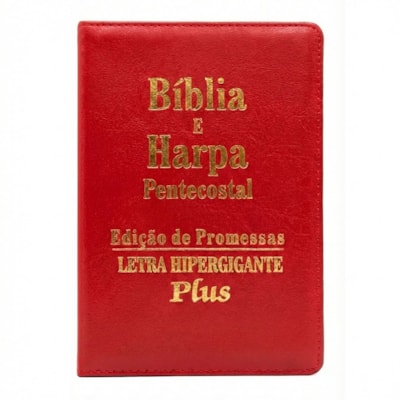 Bíblia e Harpa Vermelha  | ARC | Letra Hipergigante Plus | Edição de Promessas | Com Índice e Zíper