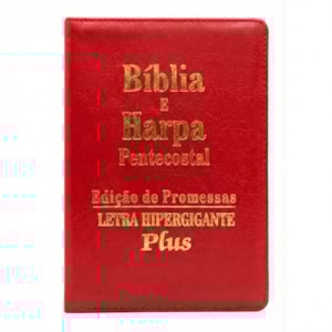 Bíblia e Harpa Vermelha | ARC | Letra Hipergigante Plus | Edição de Promessas | Com Índice e Zíper