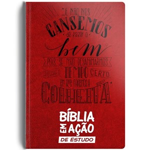 Bíblia em Ação de Estudo | Letra Normal | Capa Luxo Vermelha