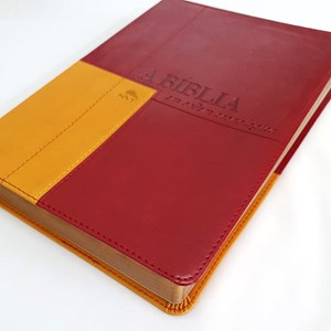 Bíblia em Ordem Cronológica | NVI Letra Normal | Capa Luxo Vermelho / Mostarda
