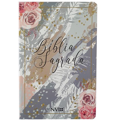 Bíblia Flores Cinza | NVI | Letra Grande | Semi-Flexível