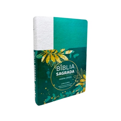 Segunda imagem do produto Bíblia Grande Harpa Cristã Luxo | ARC | Letra Gigante | Floral Verde e Branco