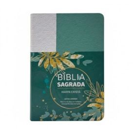 Bíblia Grande Harpa Cristã Luxo | ARC | Letra Grande | Floral Verde e Branco