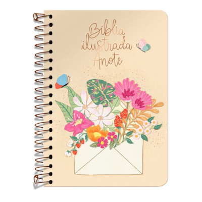 Segunda imagem do produto Bíblia Ilustrada Anote Cartão de Primavera | NVT | Letra Normal | Capa Dura Espiral