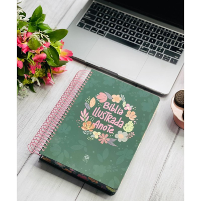 Bíblia Ilustrada Anote Cores e Flores | NVT | Letra Normal | Capa Dura Espiral