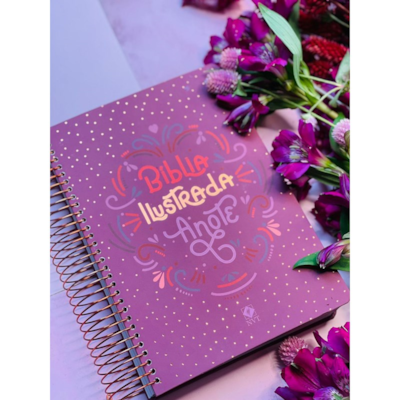 Bíblia Ilustrada Anote Rosa Brilhante | NVT | Letra Normal | Capa Dura Espiral