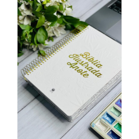 Segunda imagem do produto Bíblia Ilustrada Anote Tela Branca | NVT | Letra Normal | Capa Dura Espiral