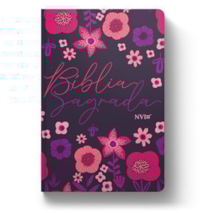 Segunda imagem do produto Bíblia Jardim Floral Roxa | NVI | Letra Normal | Capa Flexível