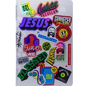 Bíblia Jesus Copy Sticker | NVI | Letra Normal |  Capa Dura Off-White
