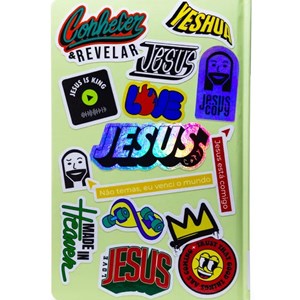 Bíblia Jesus Copy Sticker | NVI | Letra Normal |  Capa Dura Verde