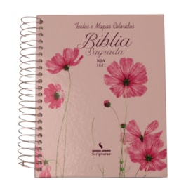 Bíblia King James 1611 Flor Cosmos | Textos e Mapas Coloridos | Espiral