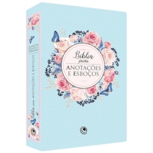 Bíblia para Anotações e Esboços | ARC | Capa Luxo Floral Azul